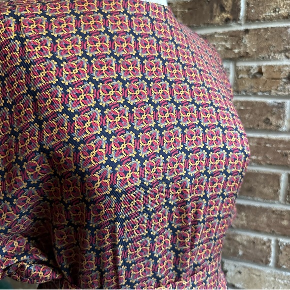 VTG 80s 90s Abstract Sophisticated Look Short Sleeve Shirt & Pleated Skirt Set - Picture 3 of 9